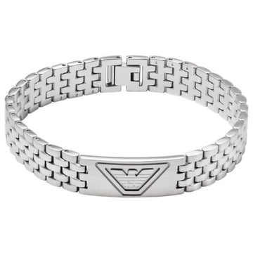 Ανδρικό βραχιόλι Emporio Armani EGS3126040 χειροπέδα από ανοξείδωτο ατσάλι σε ασημί χρώμα.